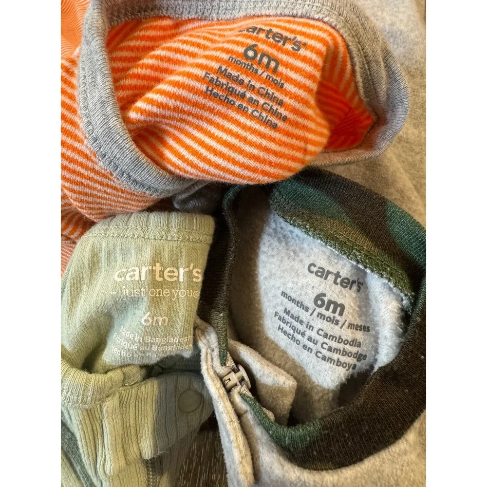 Carter's Sleep &‎ Play Pajamas Footies Baby Boy 6 Months Lot Bundle 3 Pack Dog